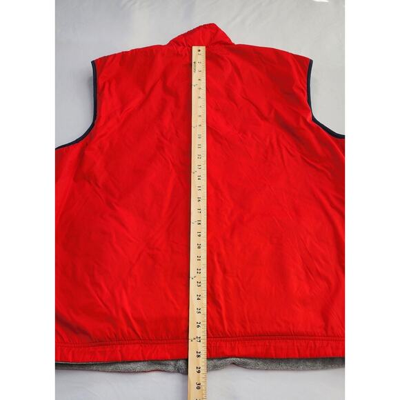 New England Patriots Vest Mens Medium Red Grey NFL Zip Up Reversible Fleece - Picture 6 of 16